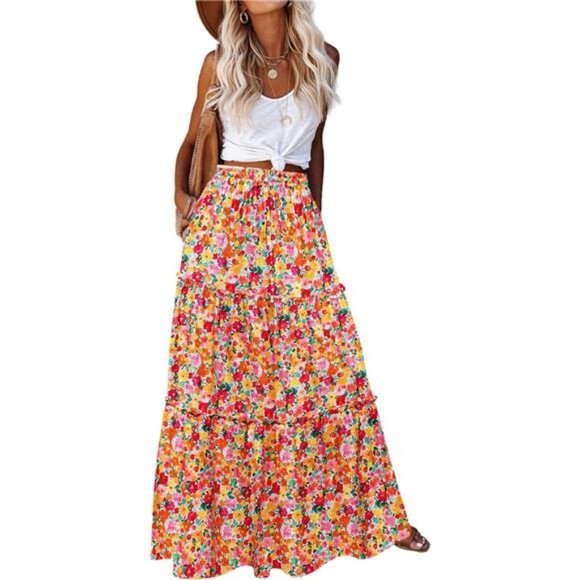 Womens Maxi Skirts, Flowy Skirt with Pockets 03 - Picture 1 of 5